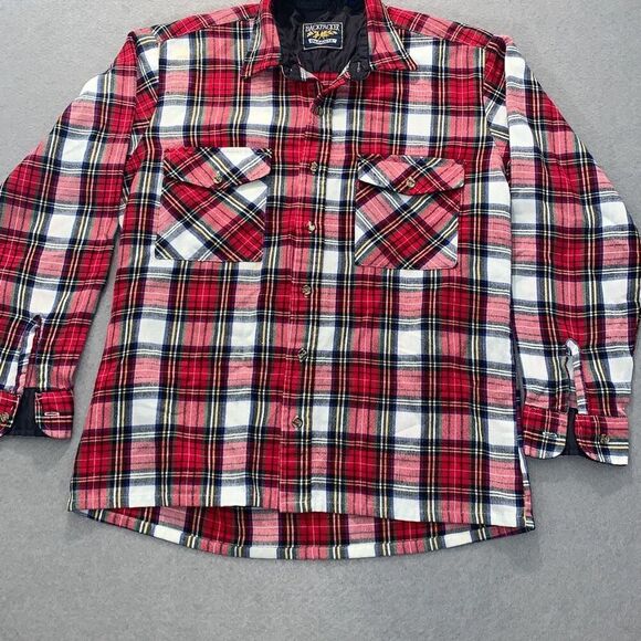 Vintage Backpacker Men's Outdoors Plaid Flannel Shirt Red Size Medium - Picture 1 of 9
